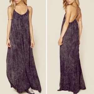 Blue Life Grey Wash Boho Cross Back Maxi Dress